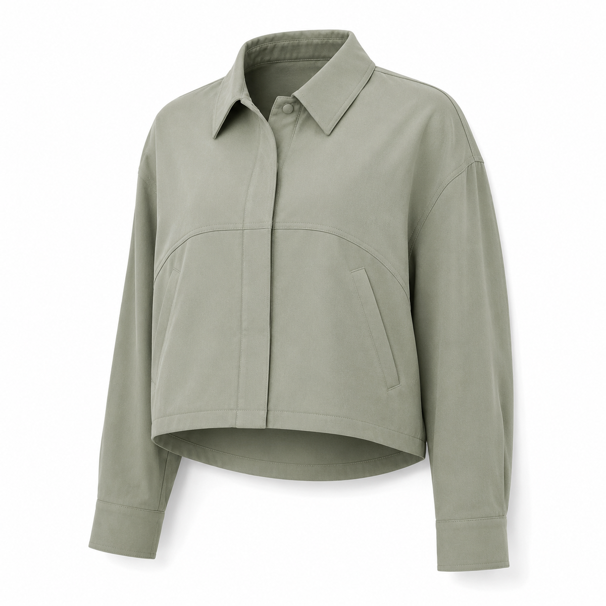 Arc-Seam Cropped Overshirt