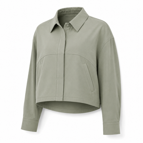 Arc-Seam Cropped Overshirt