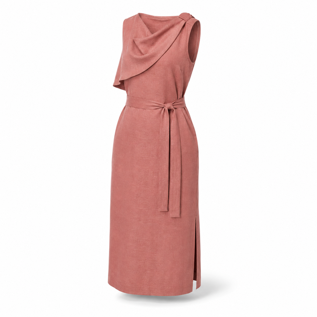 Drift-Collar Midi Dress