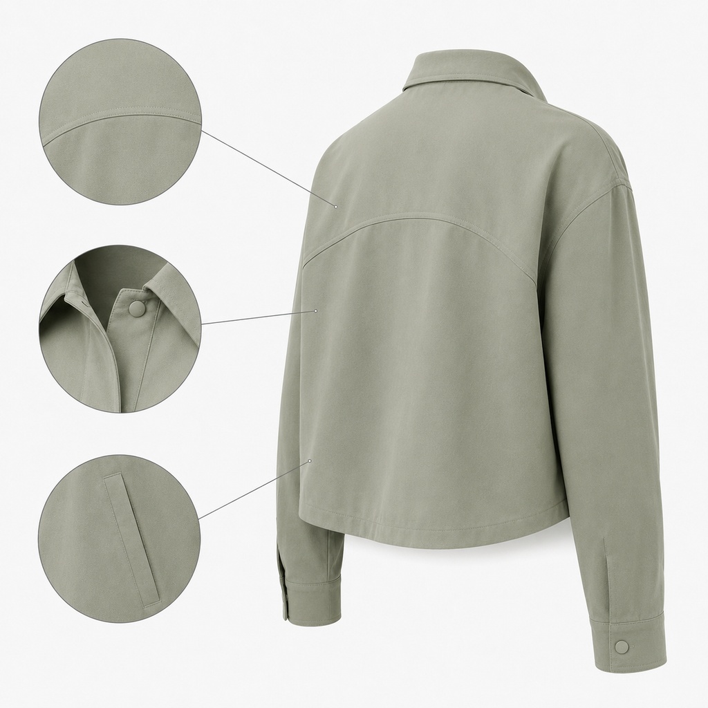 Arc-Seam Cropped Overshirt