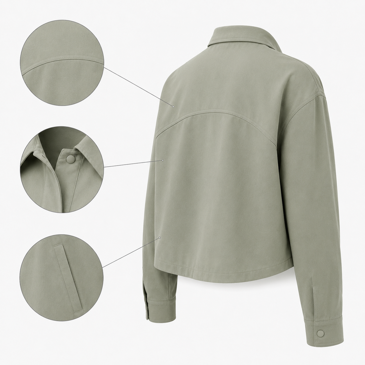 Arc-Seam Cropped Overshirt