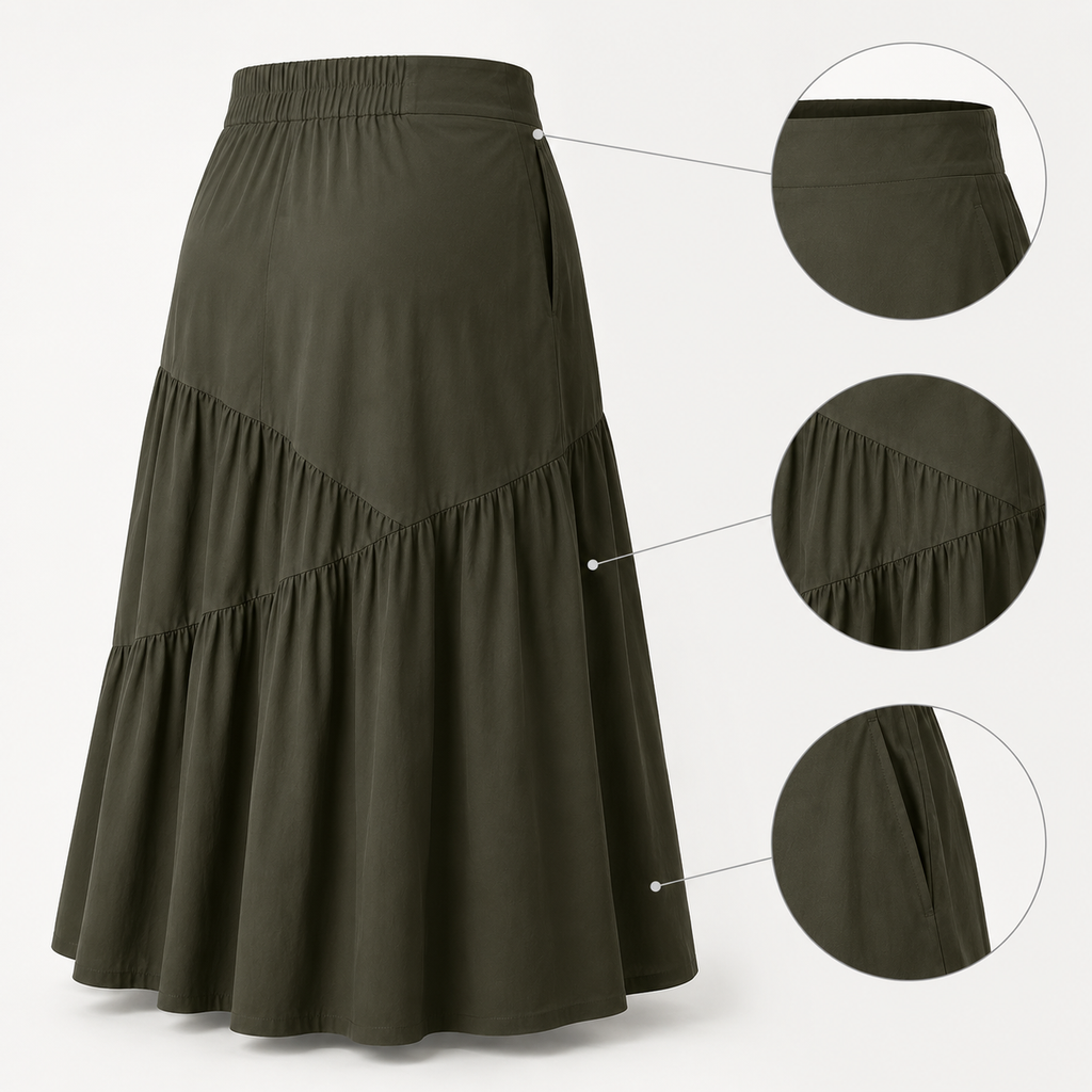 Terrace-Tier Midi Skirt
