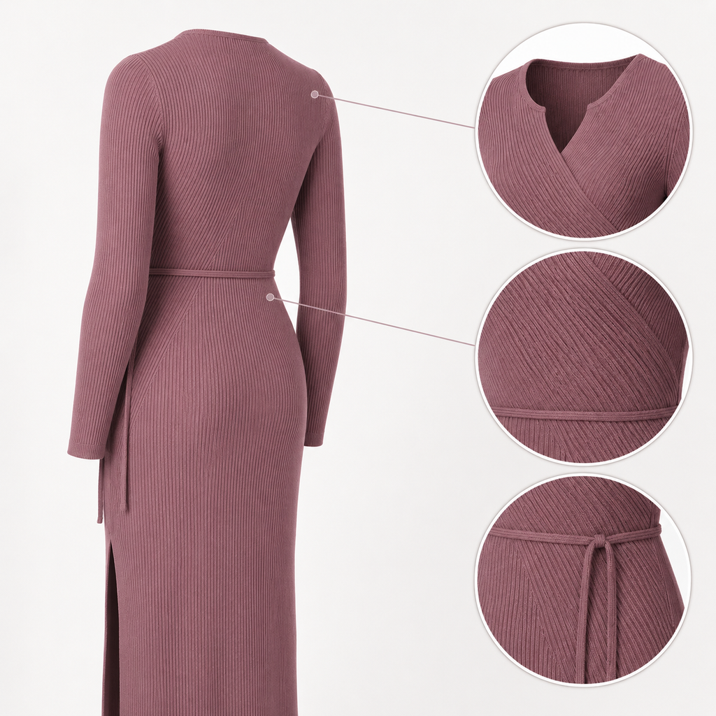 Notch-Path Knit Dress