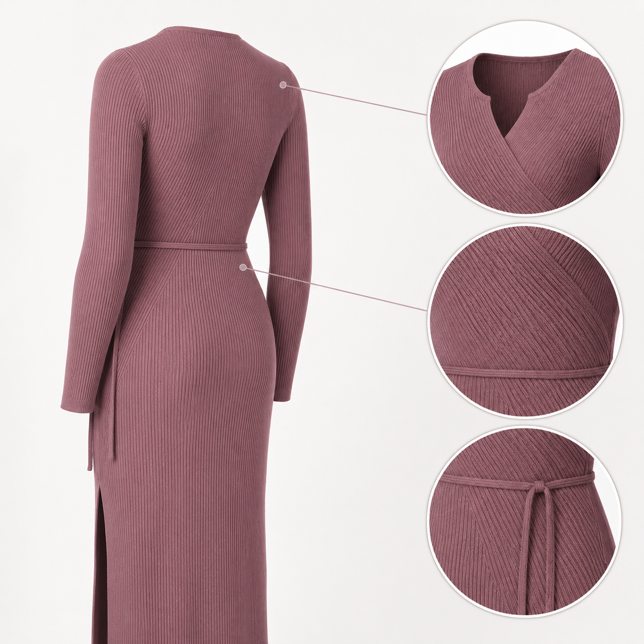 Notch-Path Knit Dress