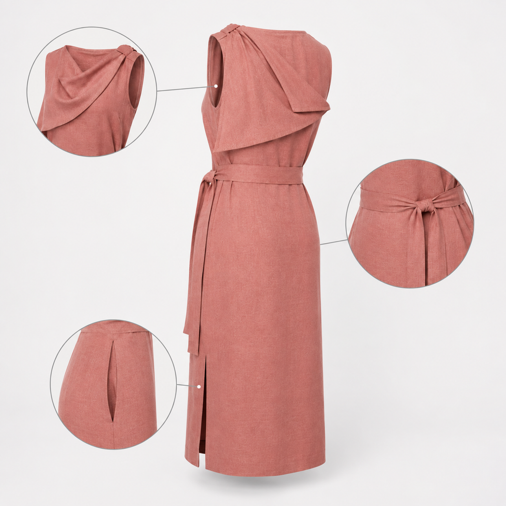 Drift-Collar Midi Dress