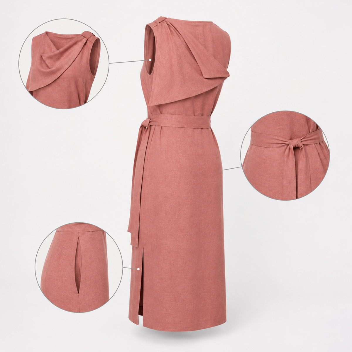 Drift-Collar Midi Dress