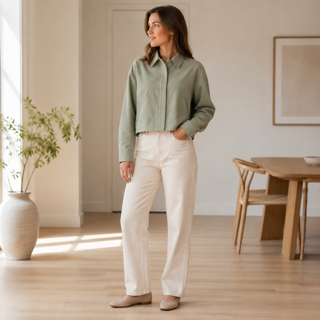 Arc-Seam Cropped Overshirt