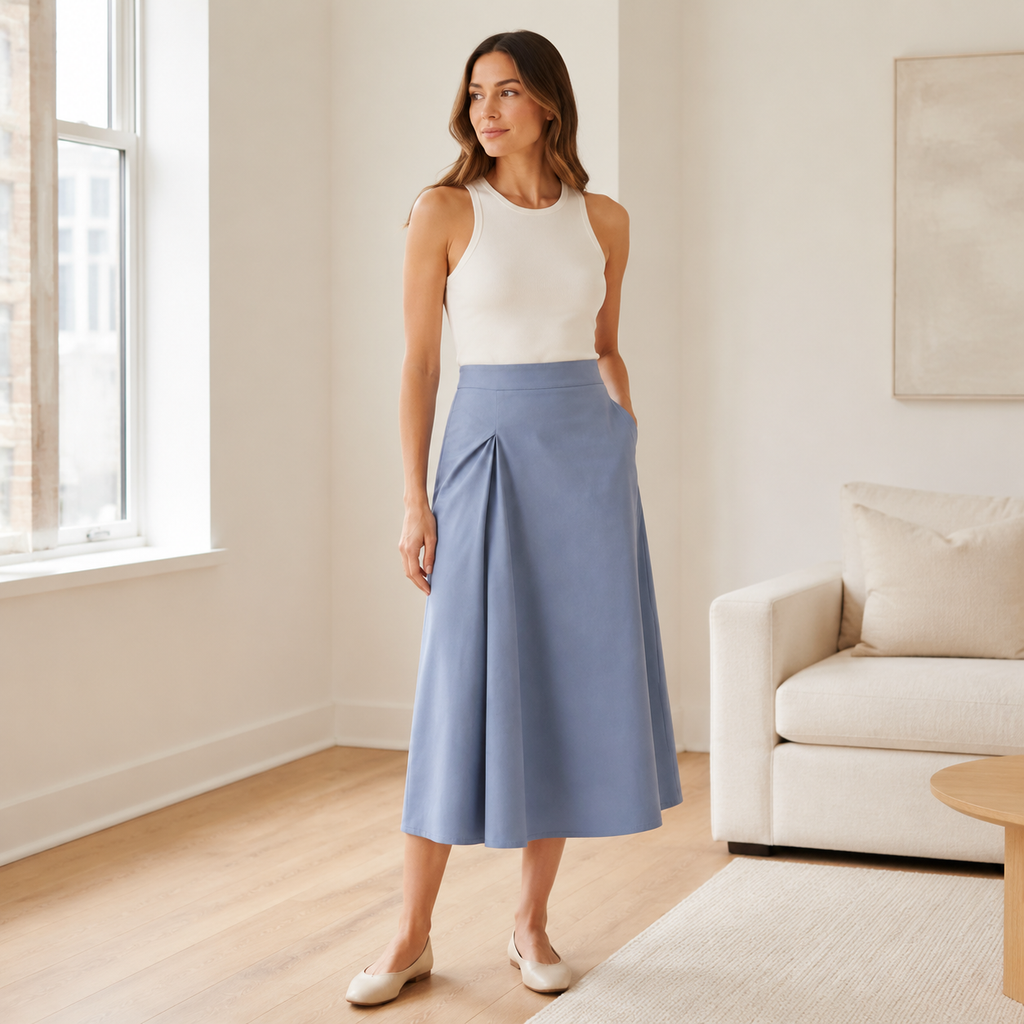 Foldline Midi Skirt