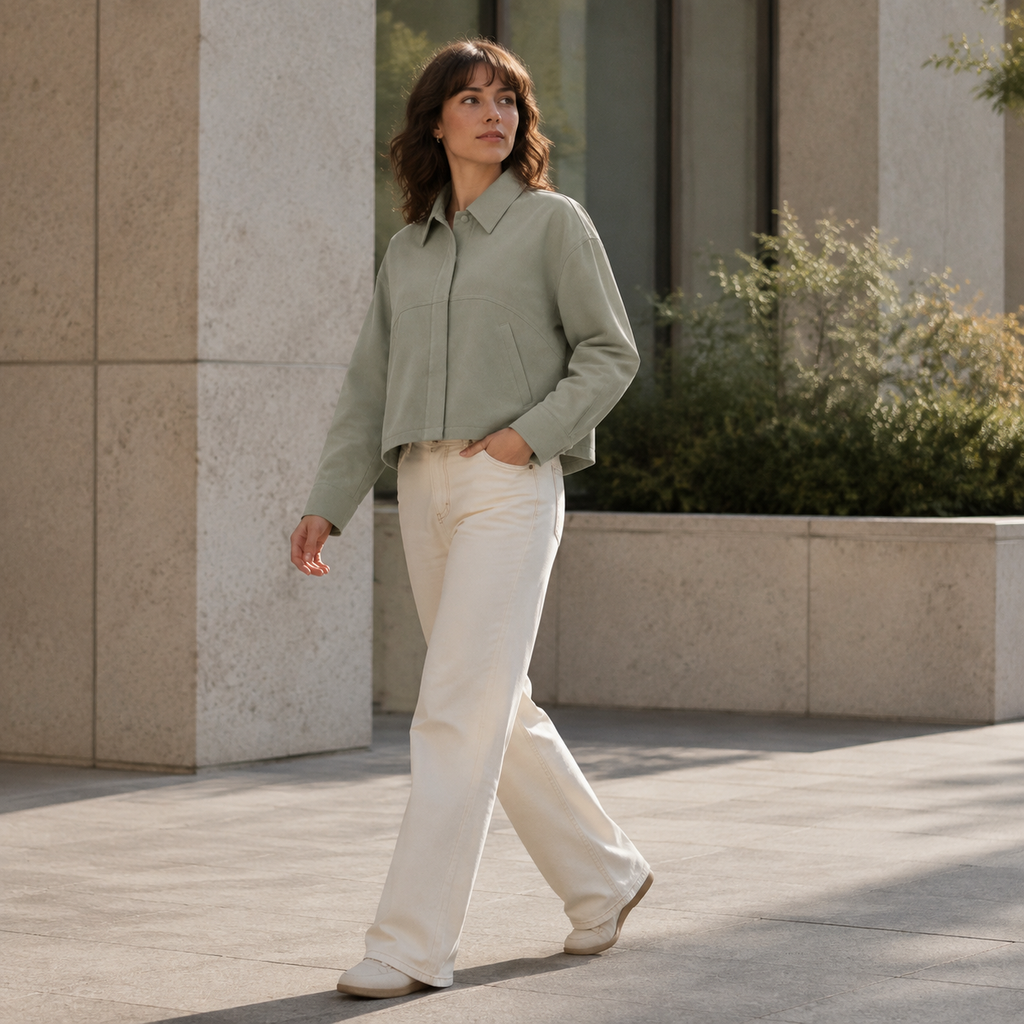 Arc-Seam Cropped Overshirt