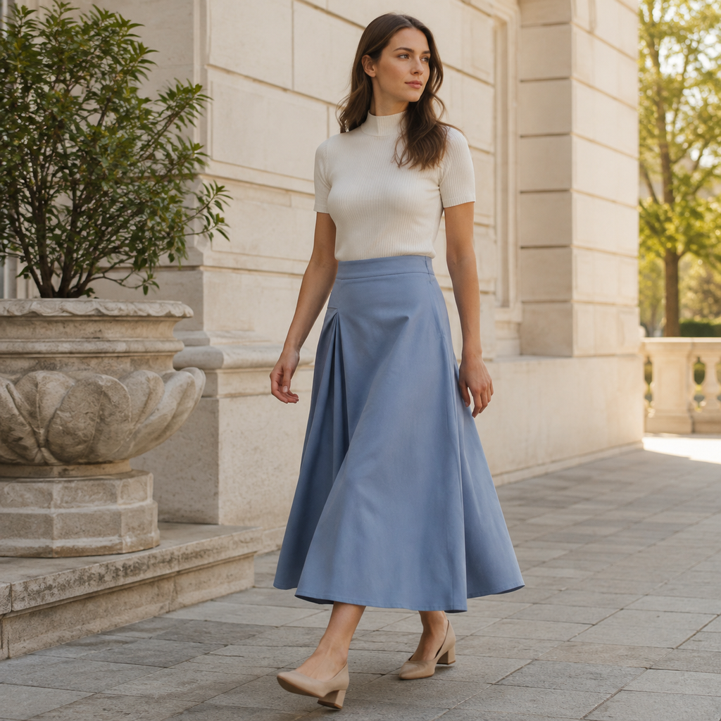 Foldline Midi Skirt